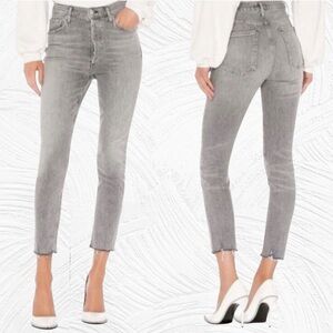 AGOLDE Nico High Rise Slim in Risk (gray) Size 25X26 Button Fly Fray Hem